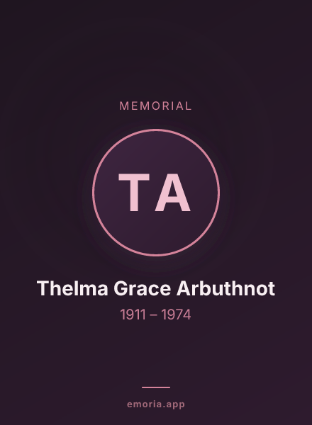 Memorial portrait of Thelma Grace Arbuthnot