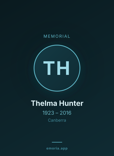 Memorial portrait of Thelma Hunter