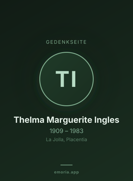 Gedenkportrait von Thelma Marguerite Ingles