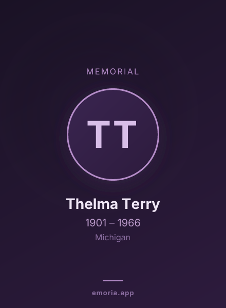 Memorial portrait of Thelma Terry