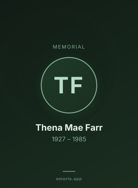 Memorial portrait of Thena Mae Farr