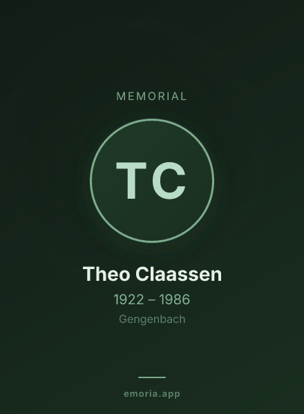 Memorial portrait of Theo Claassen