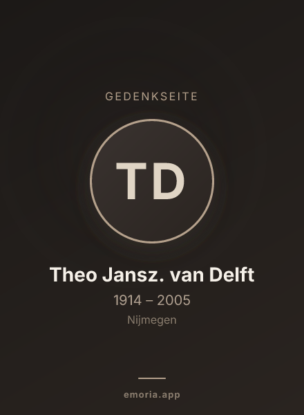Gedenkportrait von Theo Jansz. van Delft