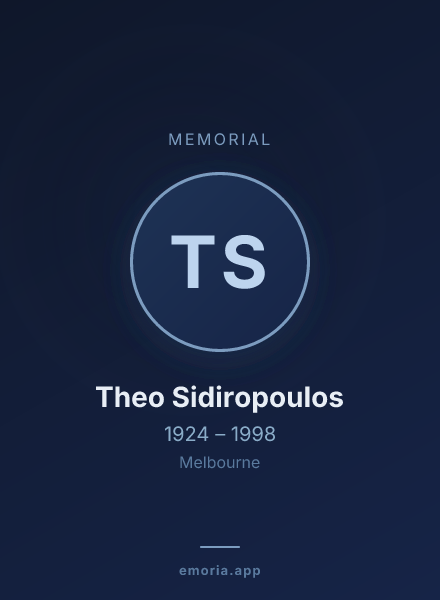Memorial portrait of Theo Sidiropoulos