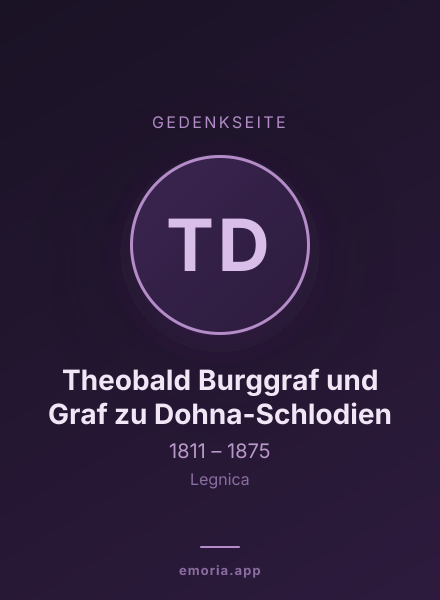 Gedenkportrait von Theobald Burggraf und Graf zu Dohna-Schlodien