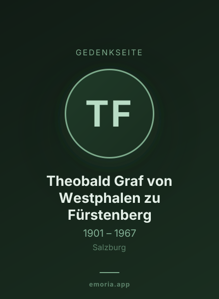 Gedenkportrait von Theobald Graf von Westphalen zu Fürstenberg