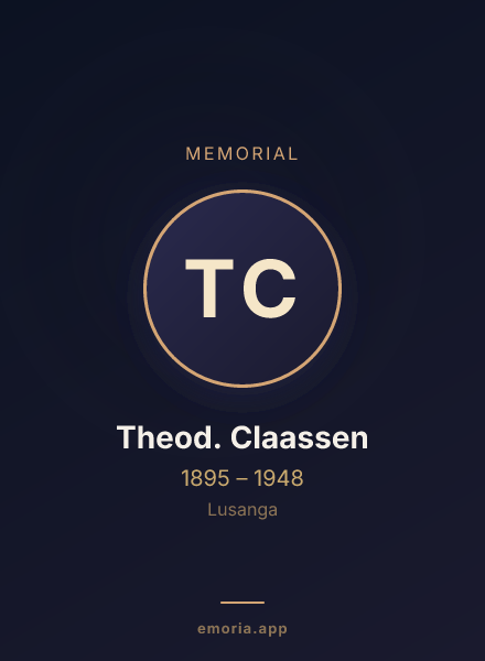 Memorial portrait of Theod. Claassen