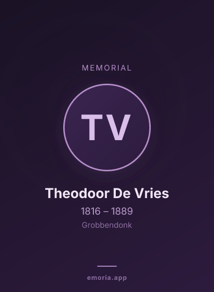Memorial portrait of Theodoor De Vries