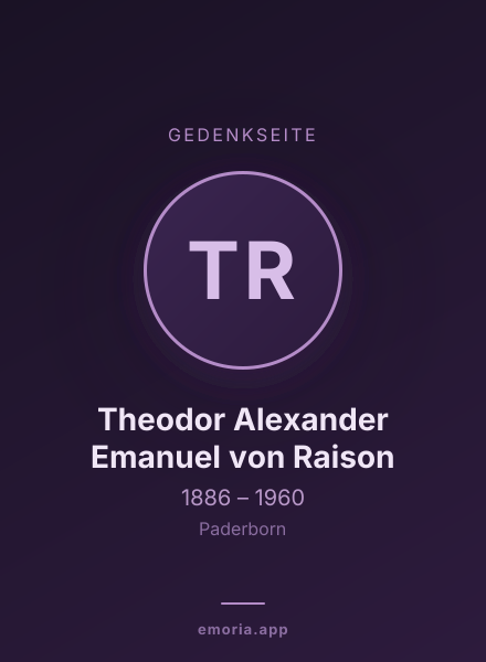 Gedenkportrait von Theodor Alexander Emanuel von Raison