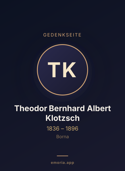 Gedenkportrait von Theodor Bernhard Albert Klotzsch