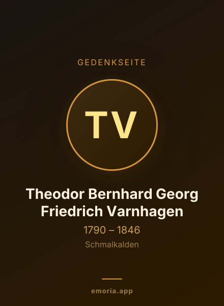 Gedenkportrait von Theodor Bernhard Georg Friedrich Varnhagen