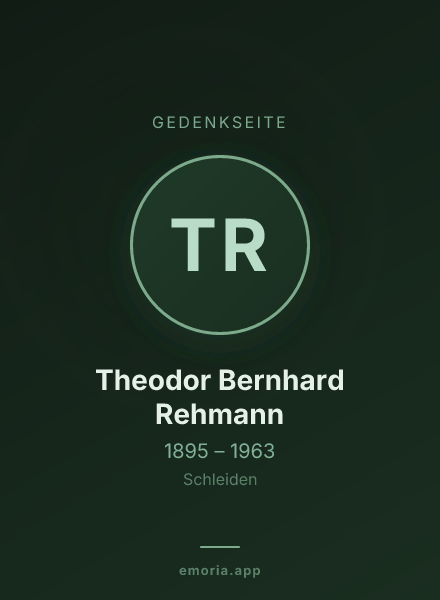 Gedenkportrait von Theodor Bernhard Rehmann