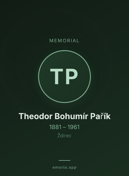 Memorial portrait of Theodor Bohumír Pařík