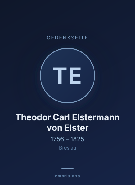 Gedenkportrait von Theodor Carl Elstermann von Elster