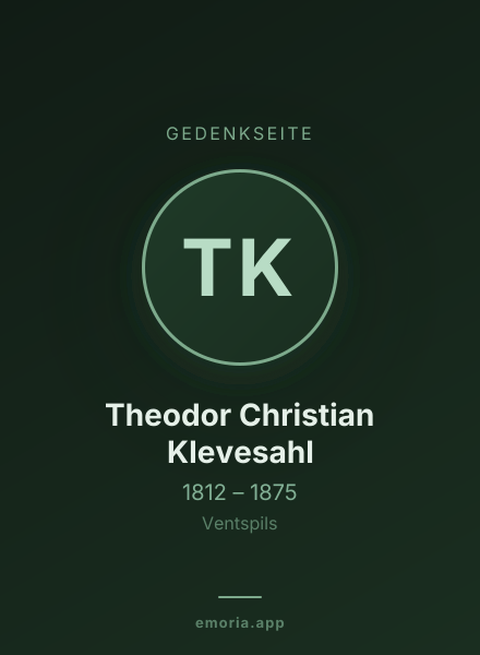 Gedenkportrait von Theodor Christian Klevesahl