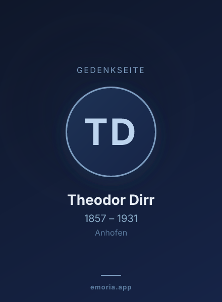 Gedenkportrait von Theodor Dirr