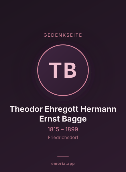 Gedenkportrait von Theodor Ehregott Hermann Ernst Bagge