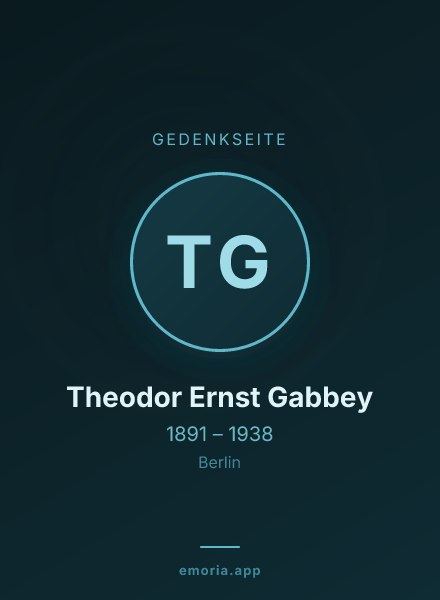 Gedenkportrait von Theodor Ernst Gabbey