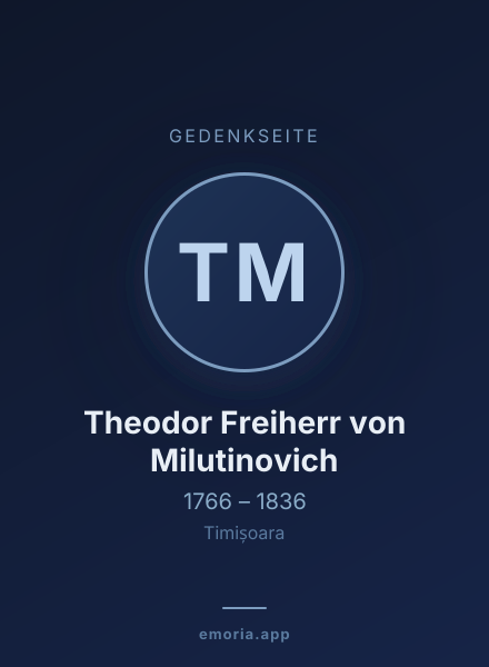Gedenkportrait von Theodor Freiherr von Milutinovich