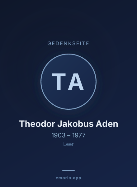 Gedenkportrait von Theodor Jakobus Aden