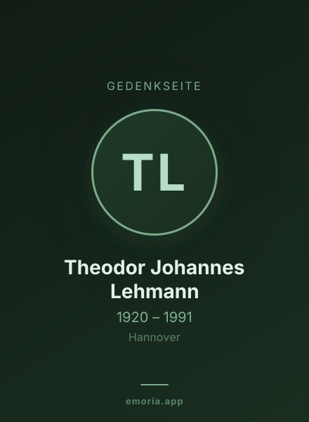 Gedenkportrait von Theodor Johannes Lehmann