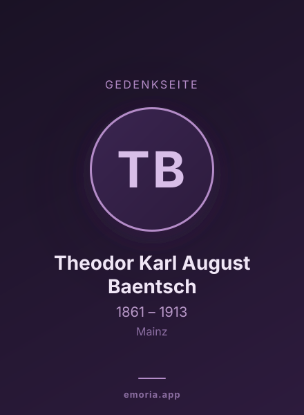 Gedenkportrait von Theodor Karl August Baentsch