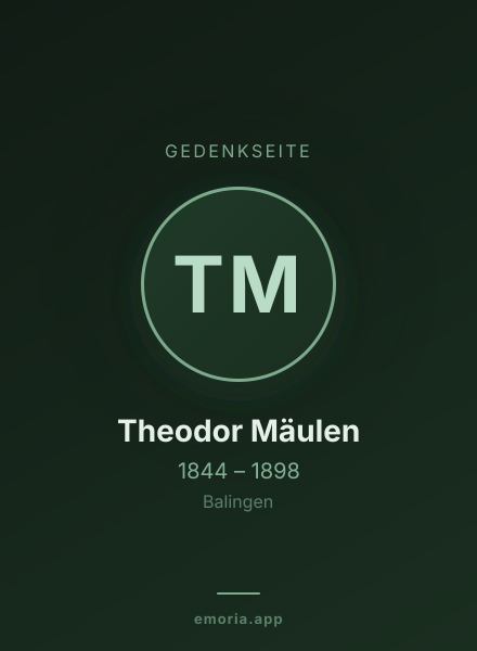 Gedenkportrait von Theodor Mäulen