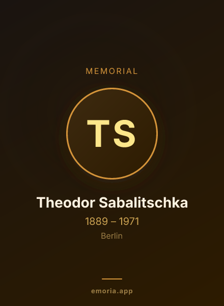 Memorial portrait of Theodor Sabalitschka