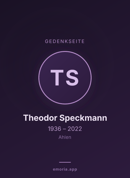 Gedenkportrait von Theodor Speckmann