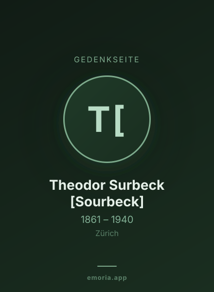 Gedenkportrait von Theodor Surbeck [Sourbeck]