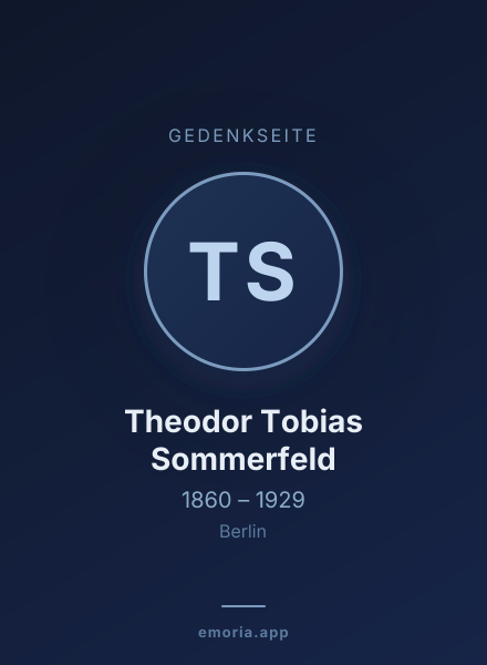 Gedenkportrait von Theodor Tobias Sommerfeld