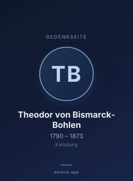 Gedenkportrait von Theodor von Bismarck-Bohlen