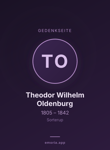 Gedenkportrait von Theodor Wilhelm Oldenburg