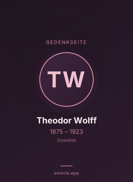 Gedenkportrait von Theodor Wolff