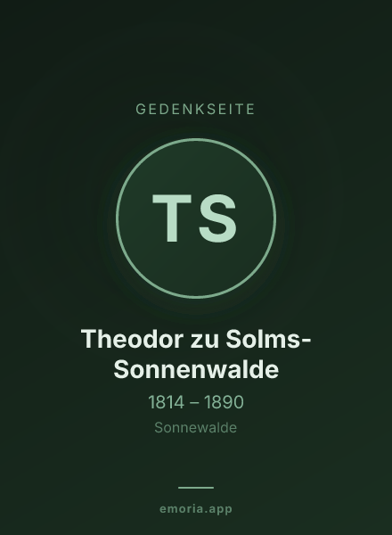 Gedenkportrait von Theodor zu Solms-Sonnenwalde