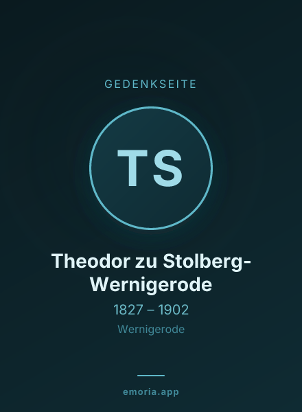 Gedenkportrait von Theodor zu Stolberg-Wernigerode