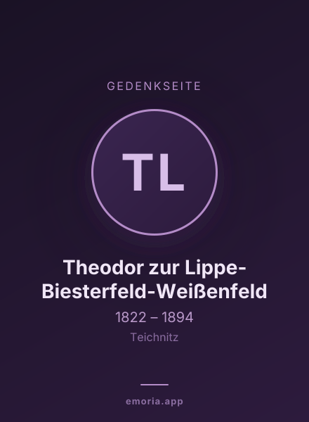 Gedenkportrait von Theodor zur Lippe-Biesterfeld-Weißenfeld