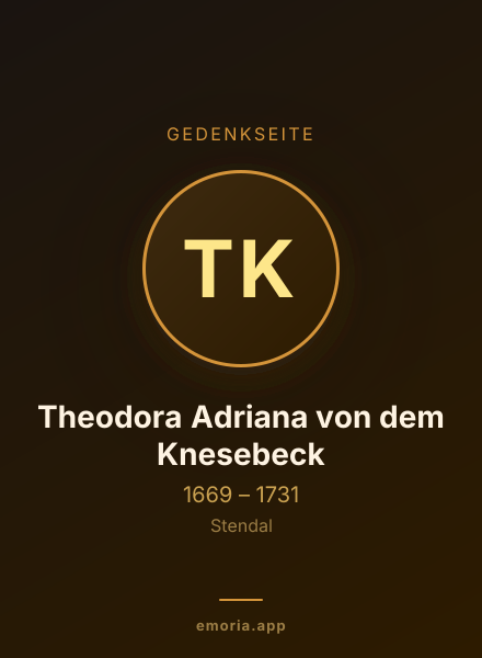 Gedenkportrait von Theodora Adriana von dem Knesebeck