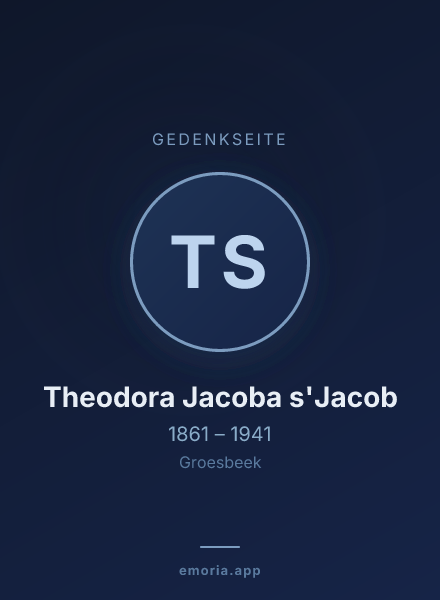Gedenkportrait von Theodora Jacoba s'Jacob