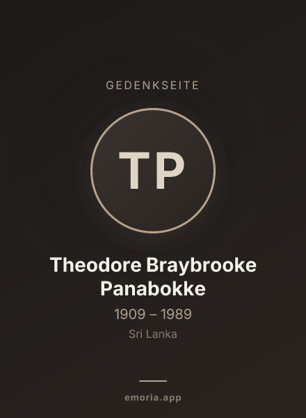 Gedenkportrait von Theodore Braybrooke Panabokke