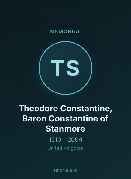 Memorial portrait of Theodore Constantine, Baron Constantine of Stanmore