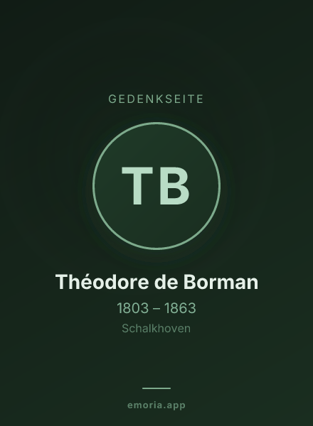 Gedenkportrait von Théodore de Borman