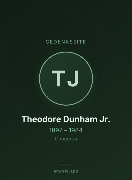 Gedenkportrait von Theodore Dunham Jr.