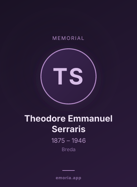 Memorial portrait of Theodore Emmanuel Serraris
