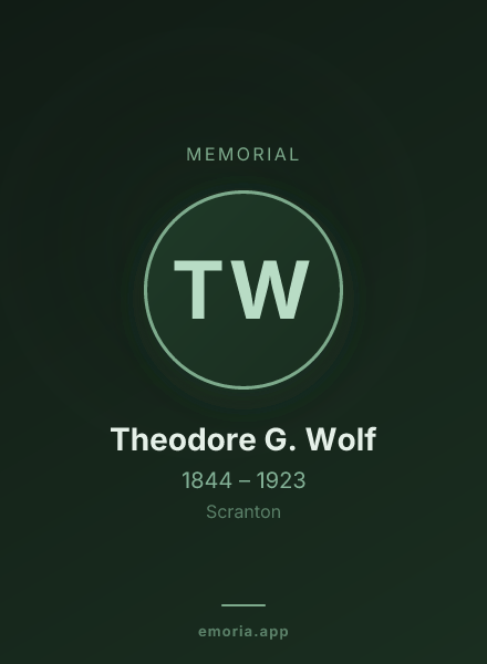 Memorial portrait of Theodore G. Wolf