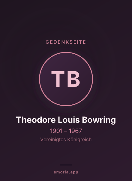 Gedenkportrait von Theodore Louis Bowring