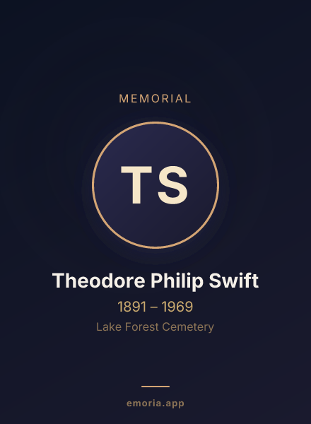 Memorial portrait of Theodore Philip Swift