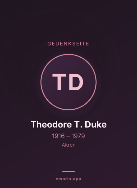 Gedenkportrait von Theodore T. Duke