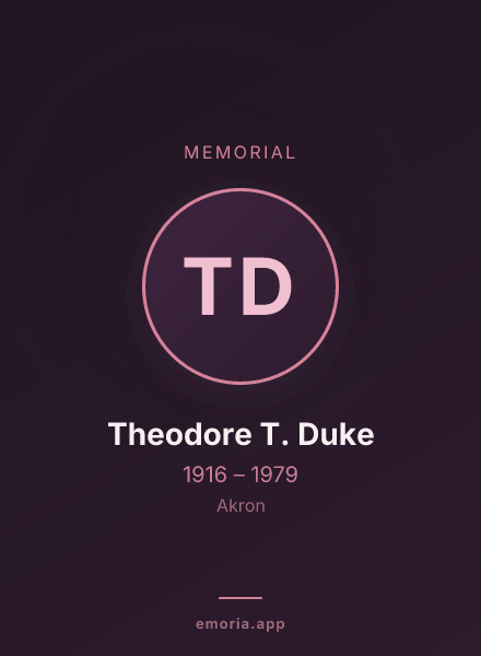 Memorial portrait of Theodore T. Duke