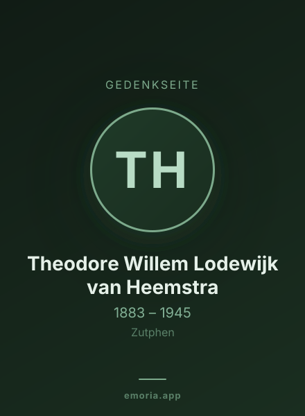 Gedenkportrait von Theodore Willem Lodewijk van Heemstra